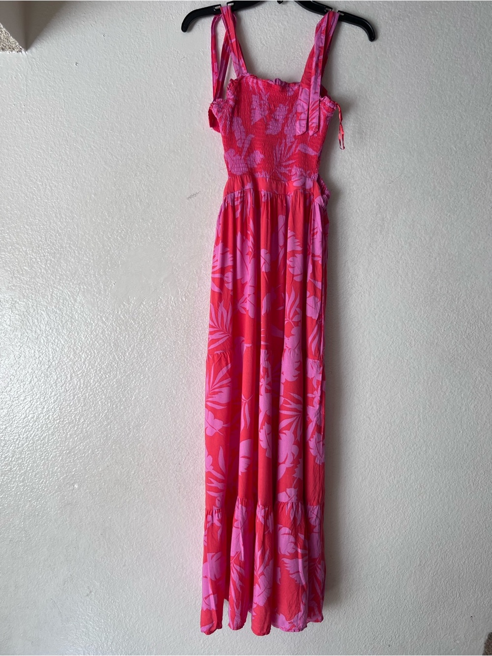 Jou Jou Pink and Orange Smocked Maxi Dress